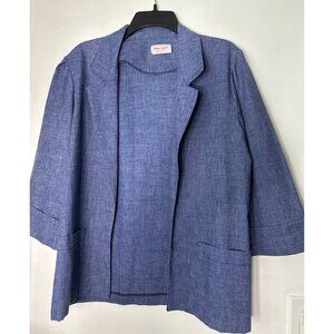 Village Square Blue Blazer Women’s Size 8 Preppy Academia Open Front USA Made